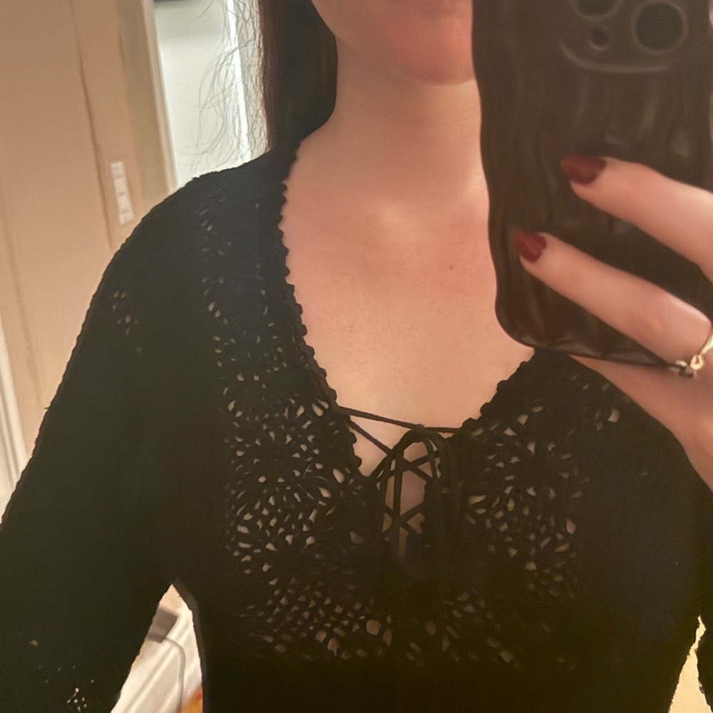 Nanette Lepore Black Lace Detail Top